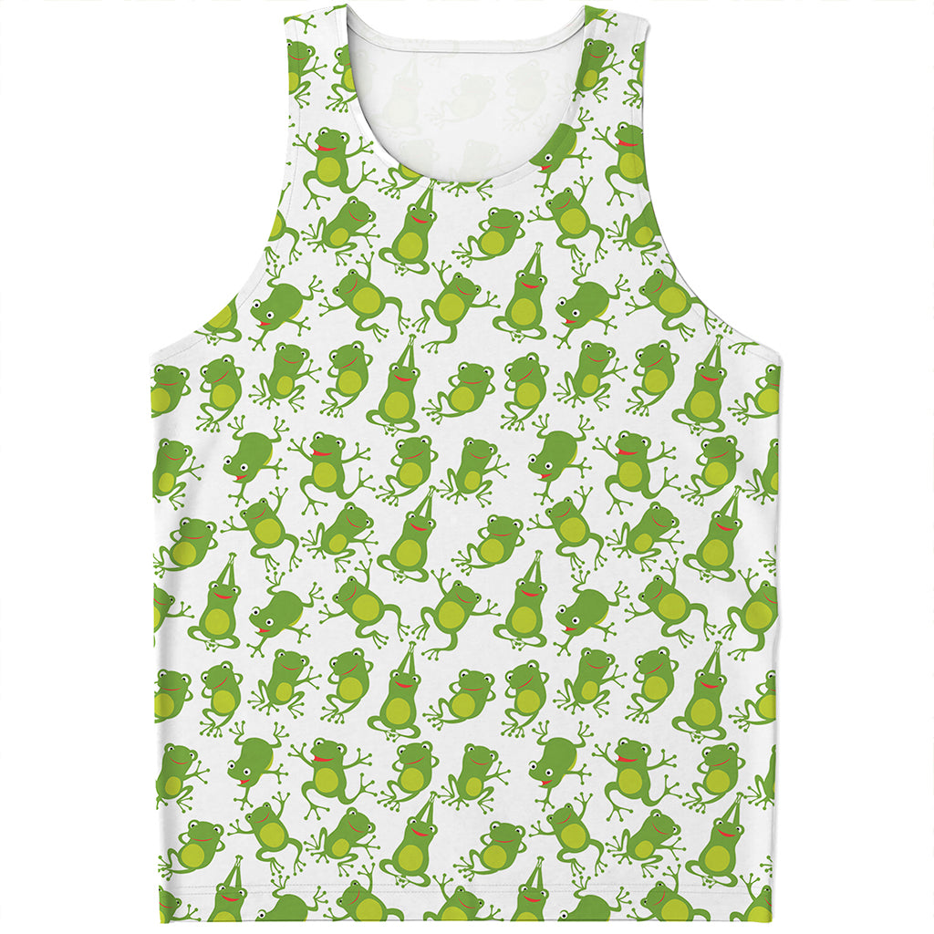 Cute Frog Pattern Print Men's Tank Top