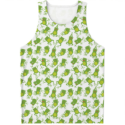 Cute Frog Pattern Print Men's Tank Top