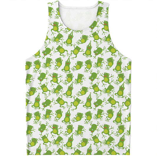 Cute Frog Pattern Print Men's Tank Top