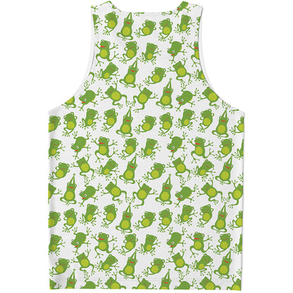 Cute Frog Pattern Print Men's Tank Top