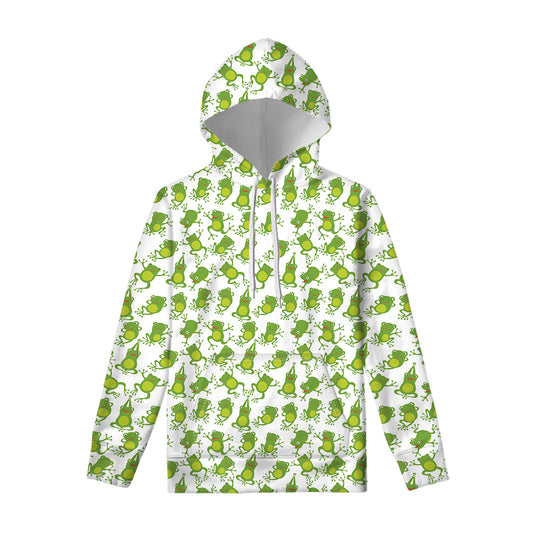 Cute Frog Pattern Print Pullover Hoodie