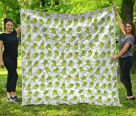 Cute Frog Pattern Print Quilt