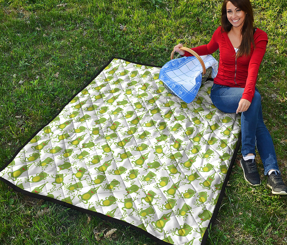 Cute Frog Pattern Print Quilt