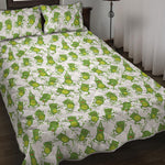 Cute Frog Pattern Print Quilt Bed Set