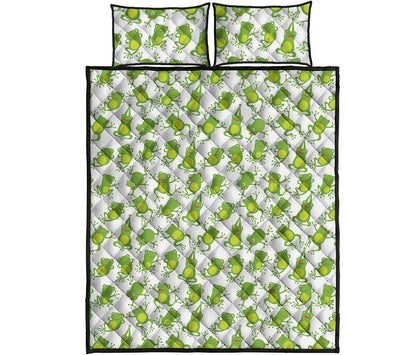 Cute Frog Pattern Print Quilt Bed Set