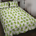 Cute Frog Pattern Print Quilt Bed Set