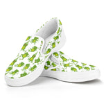 Cute Frog Pattern Print White Slip On Shoes