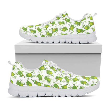 Cute Frog Pattern Print White Sneakers