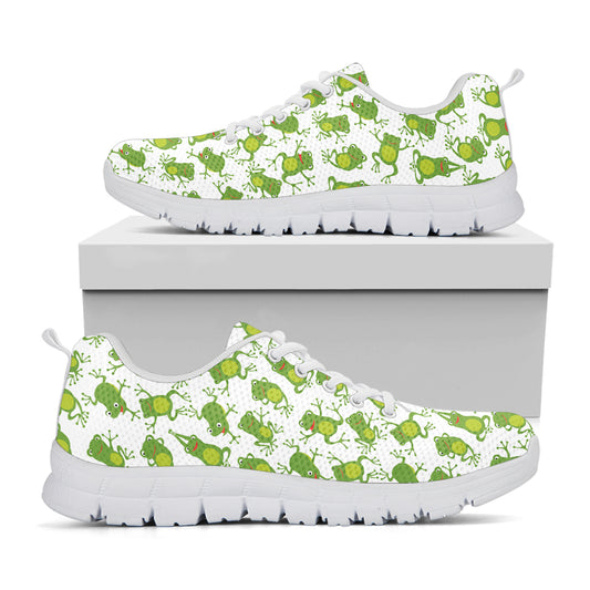 Cute Frog Pattern Print White Sneakers