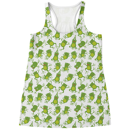 Cute Frog Pattern Print Women's Racerback Tank Top