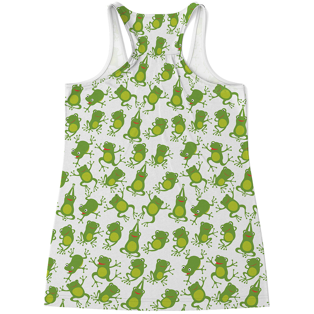 Cute Frog Pattern Print Women's Racerback Tank Top