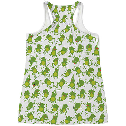 Cute Frog Pattern Print Women's Racerback Tank Top