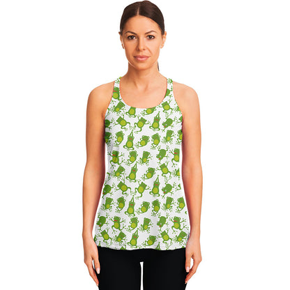 Cute Frog Pattern Print Women's Racerback Tank Top
