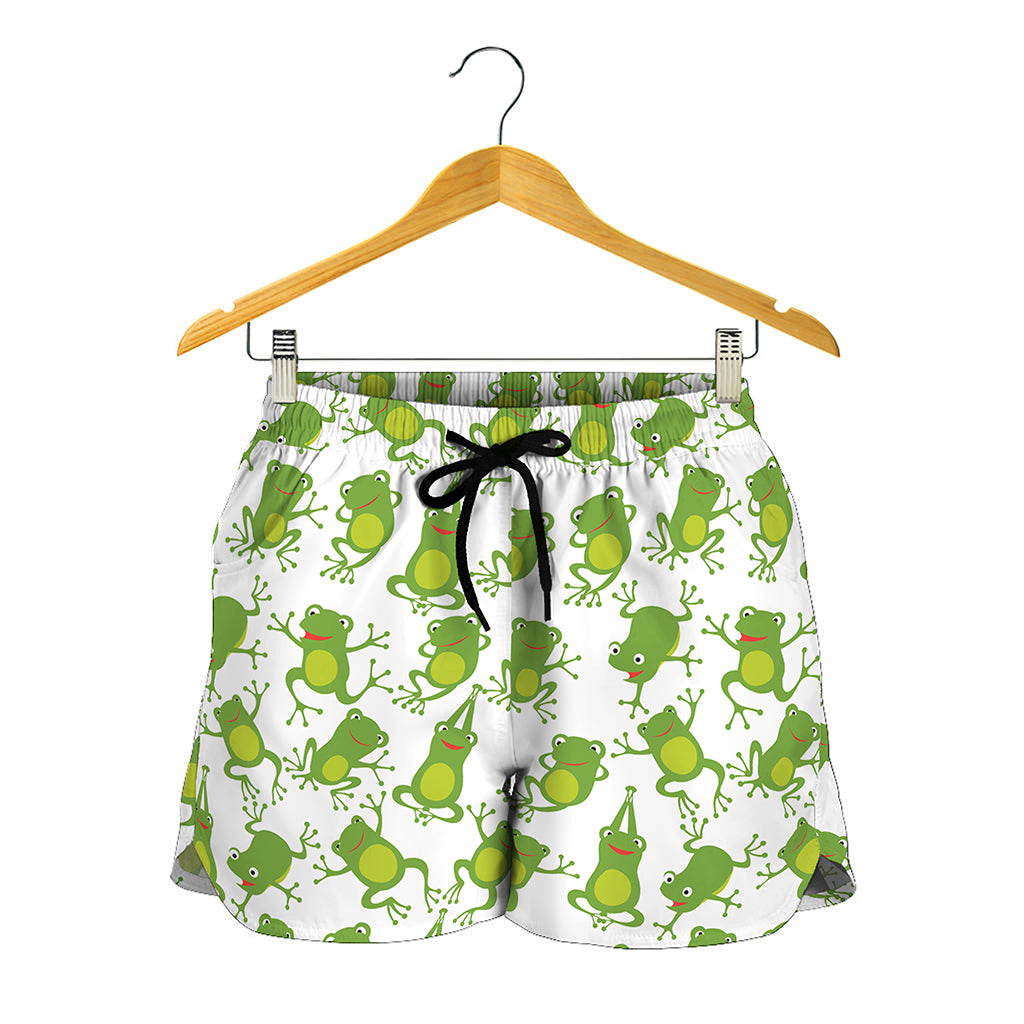 Cute Frog Pattern Print Women's Shorts