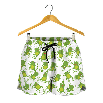 Cute Frog Pattern Print Women's Shorts