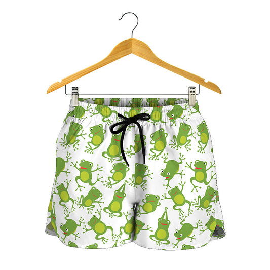 Cute Frog Pattern Print Women's Shorts