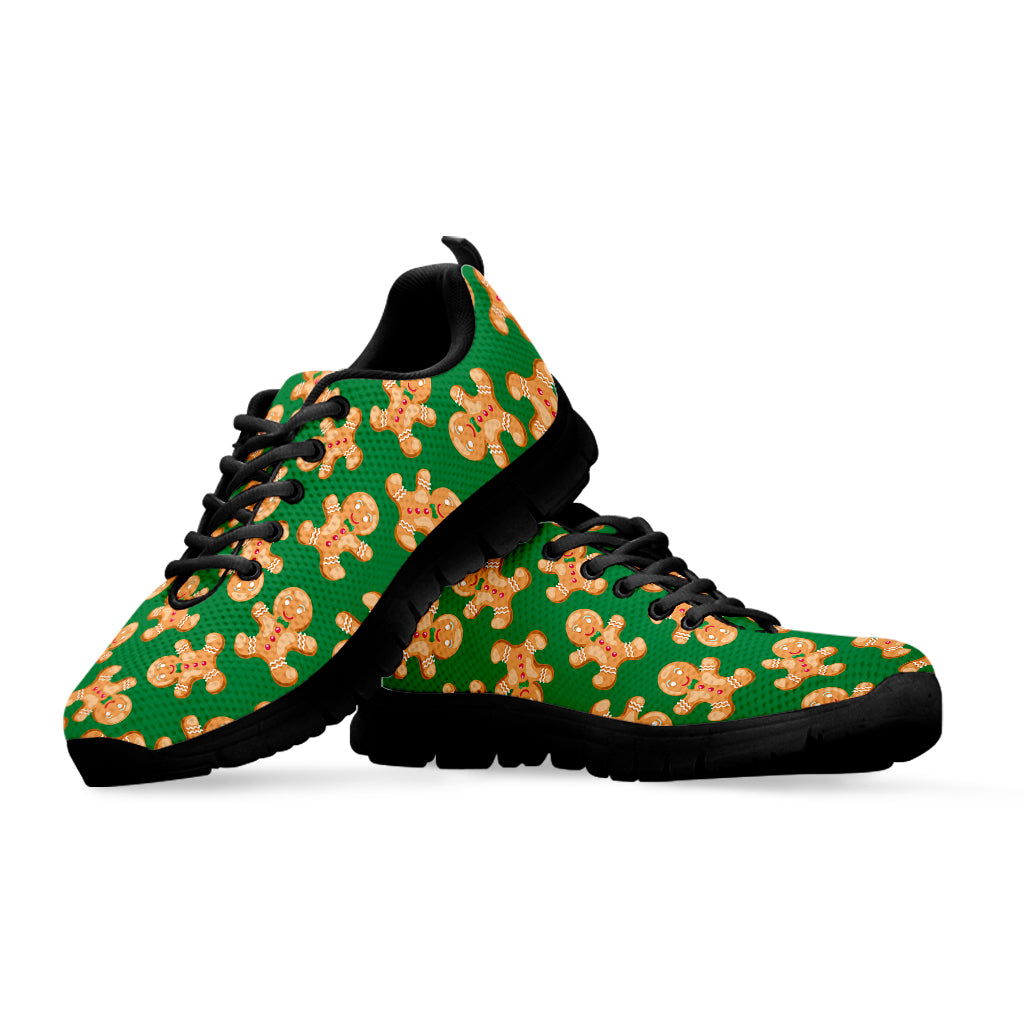 Cute Gingerbread Man Pattern Print Black Sneakers