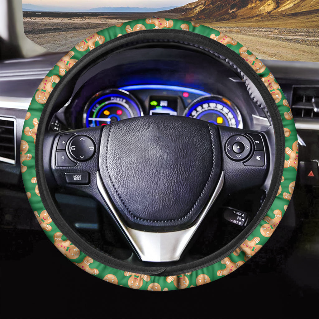 Cute Gingerbread Man Pattern Print Car Steering Wheel Cover