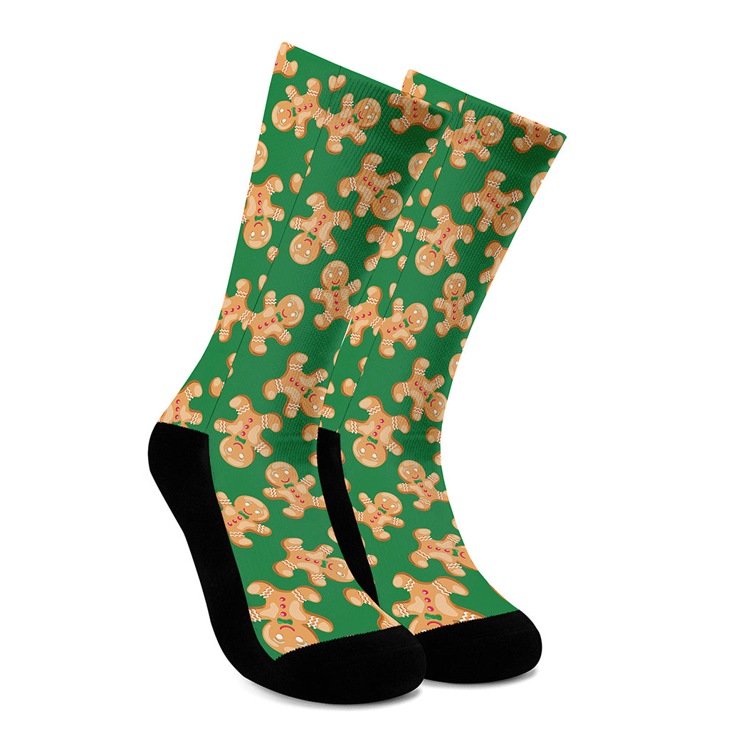 Cute Gingerbread Man Pattern Print Crew Socks