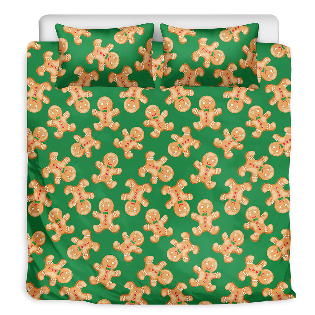 Cute Gingerbread Man Pattern Print Duvet Cover Bedding Set