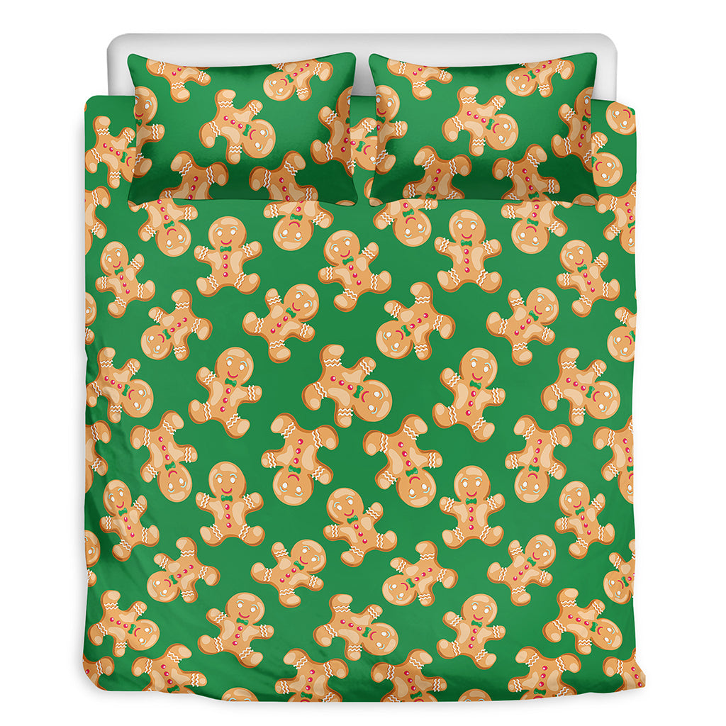 Cute Gingerbread Man Pattern Print Duvet Cover Bedding Set