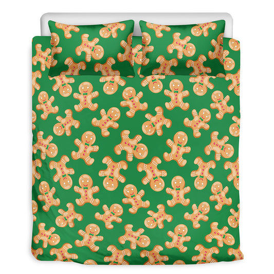 Cute Gingerbread Man Pattern Print Duvet Cover Bedding Set
