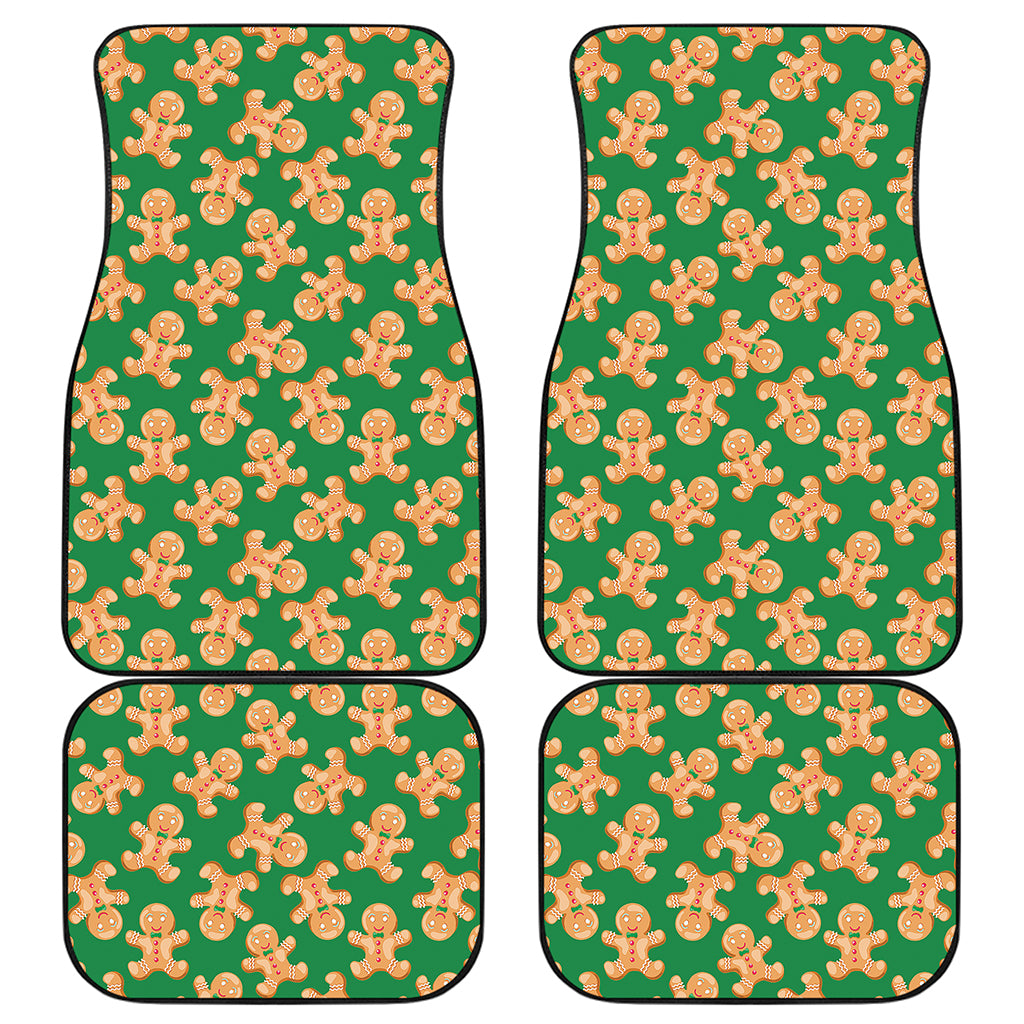 Cute Gingerbread Man Pattern Print Front and Back Car Floor Mats