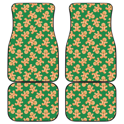 Cute Gingerbread Man Pattern Print Front and Back Car Floor Mats