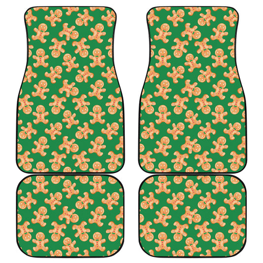 Cute Gingerbread Man Pattern Print Front and Back Car Floor Mats