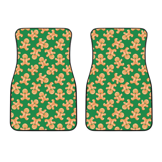 Cute Gingerbread Man Pattern Print Front Car Floor Mats