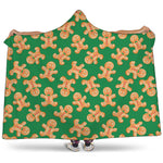 Cute Gingerbread Man Pattern Print Hooded Blanket