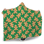 Cute Gingerbread Man Pattern Print Hooded Blanket