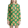Cute Gingerbread Man Pattern Print Pullover Hoodie Dress