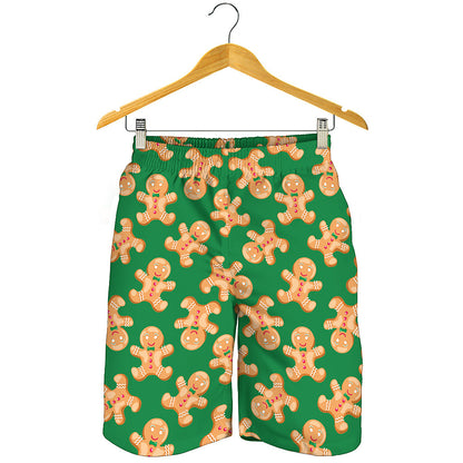 Cute Gingerbread Man Pattern Print Men's Shorts