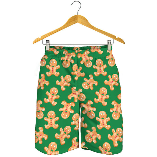 Cute Gingerbread Man Pattern Print Men's Shorts