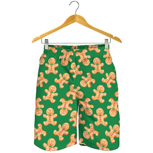 Cute Gingerbread Man Pattern Print Men's Shorts