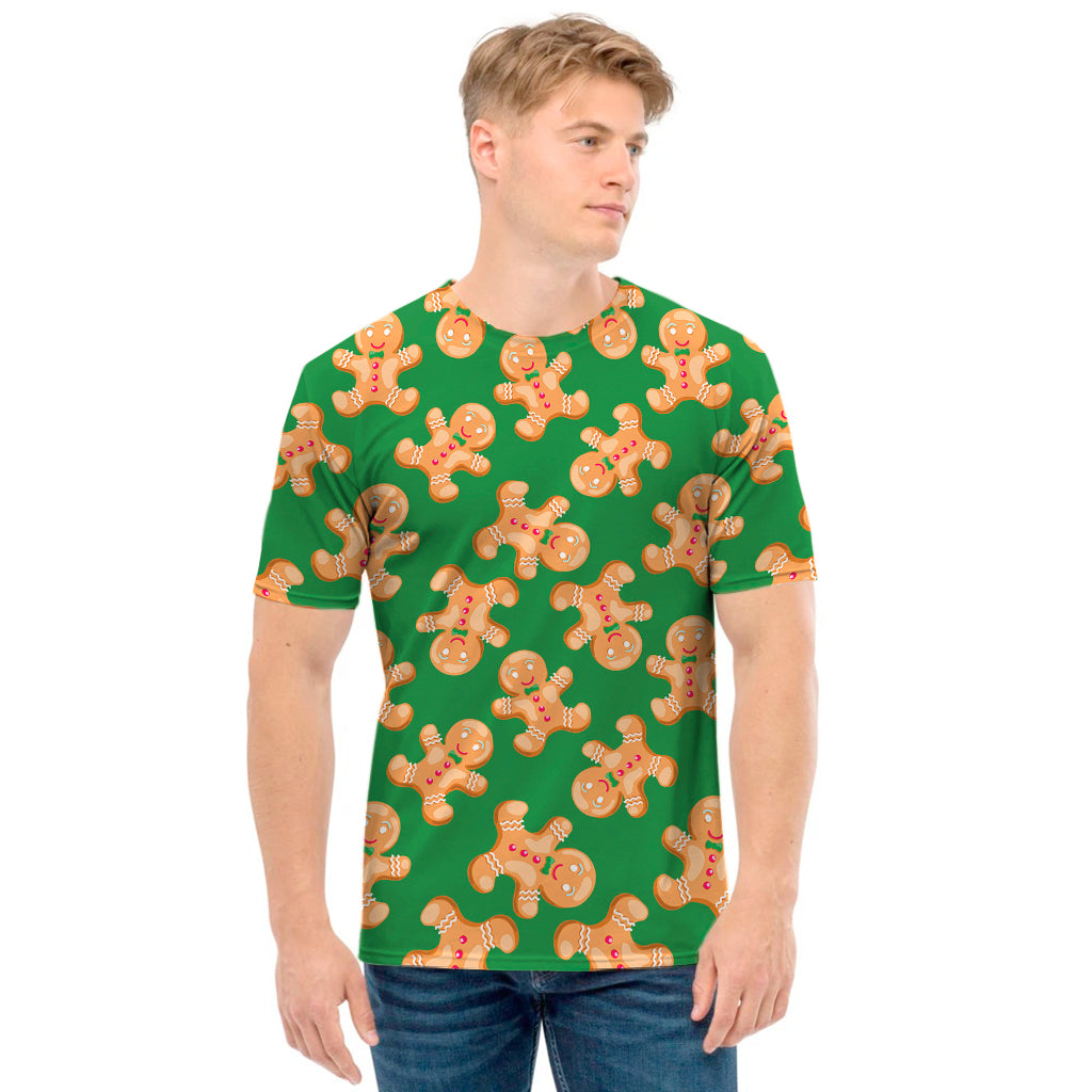 Cute Gingerbread Man Pattern Print Men's T-Shirt