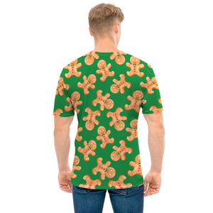 Cute Gingerbread Man Pattern Print Men's T-Shirt