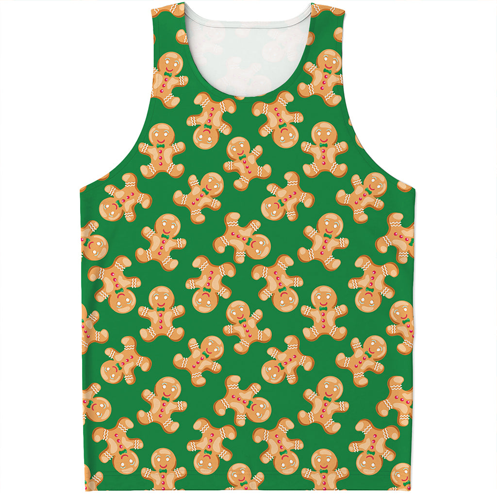 Cute Gingerbread Man Pattern Print Men's Tank Top