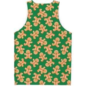 Cute Gingerbread Man Pattern Print Men's Tank Top