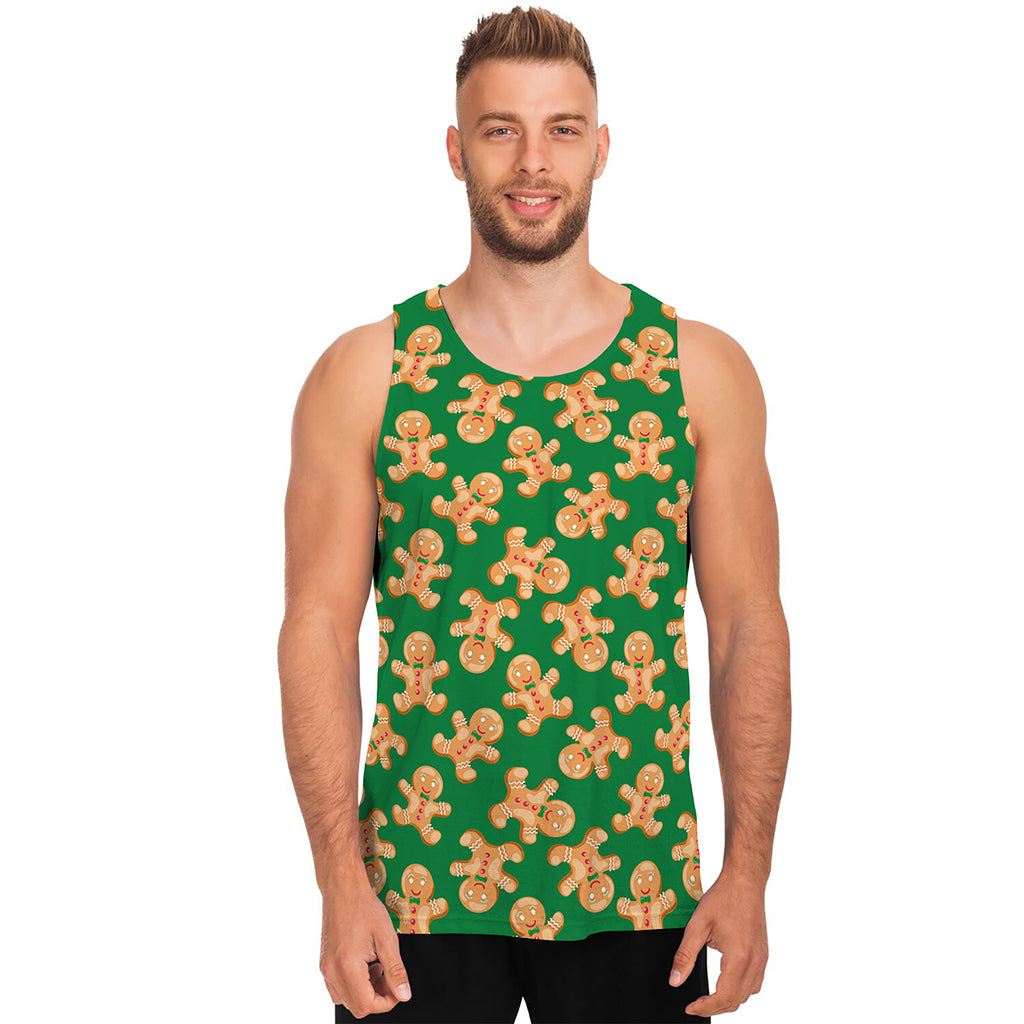 Cute Gingerbread Man Pattern Print Men's Tank Top