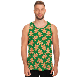 Cute Gingerbread Man Pattern Print Men's Tank Top