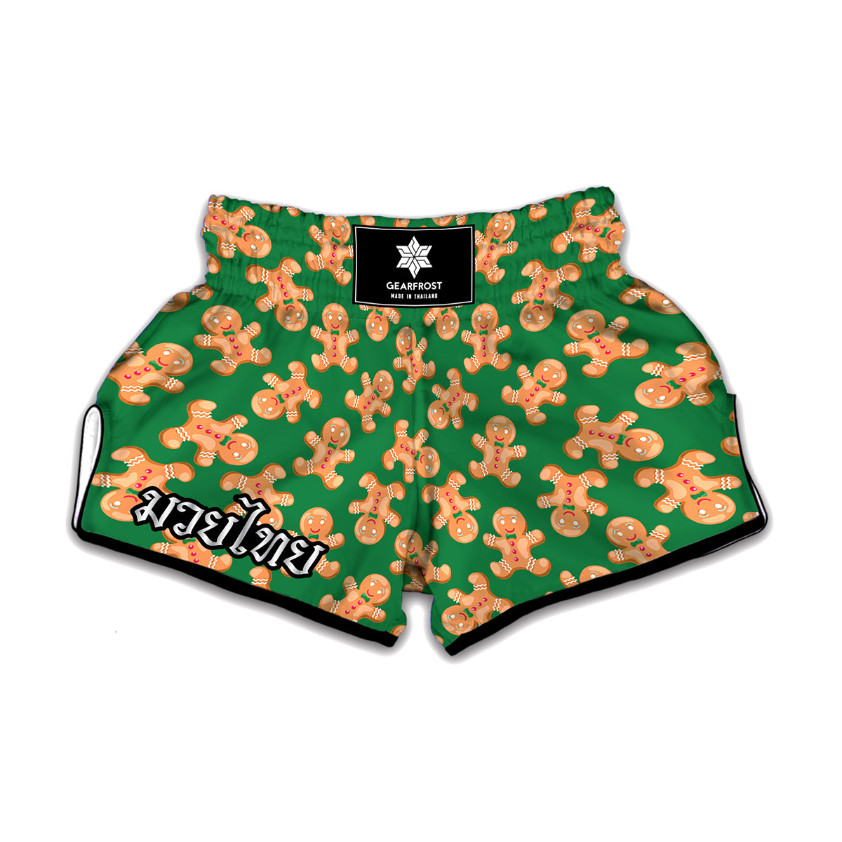 Cute Gingerbread Man Pattern Print Muay Thai Boxing Shorts