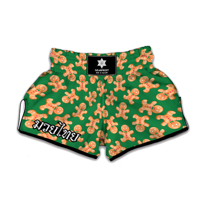 Cute Gingerbread Man Pattern Print Muay Thai Boxing Shorts