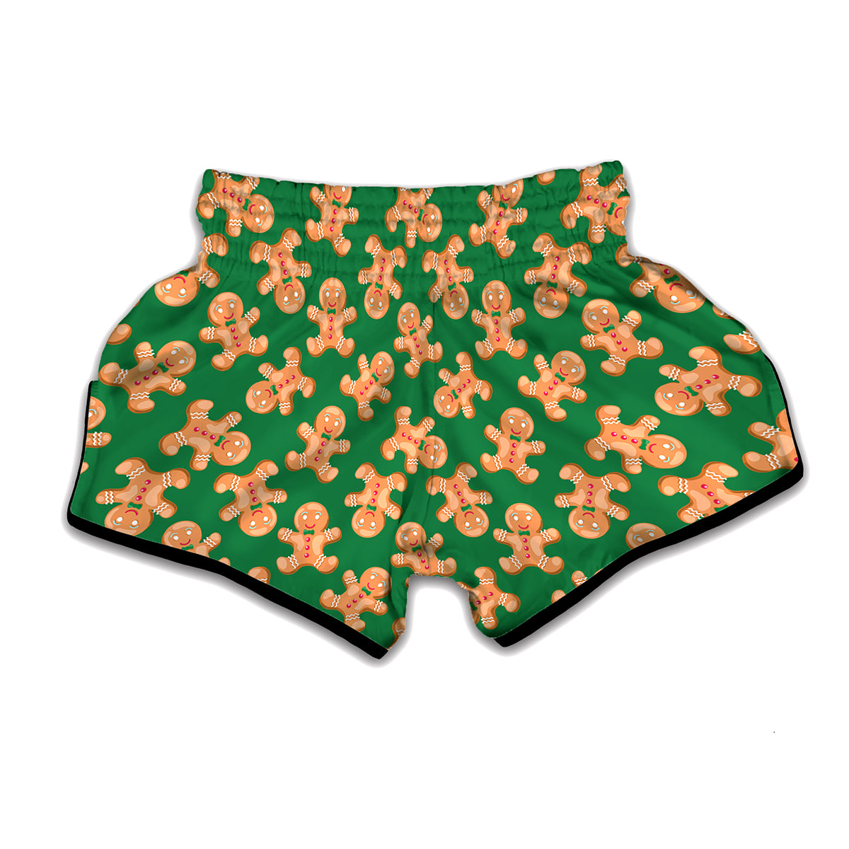 Cute Gingerbread Man Pattern Print Muay Thai Boxing Shorts