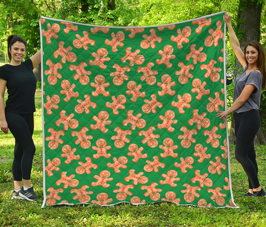 Cute Gingerbread Man Pattern Print Quilt