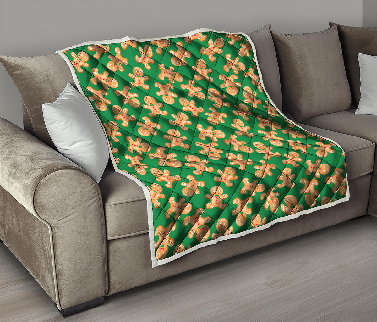 Cute Gingerbread Man Pattern Print Quilt