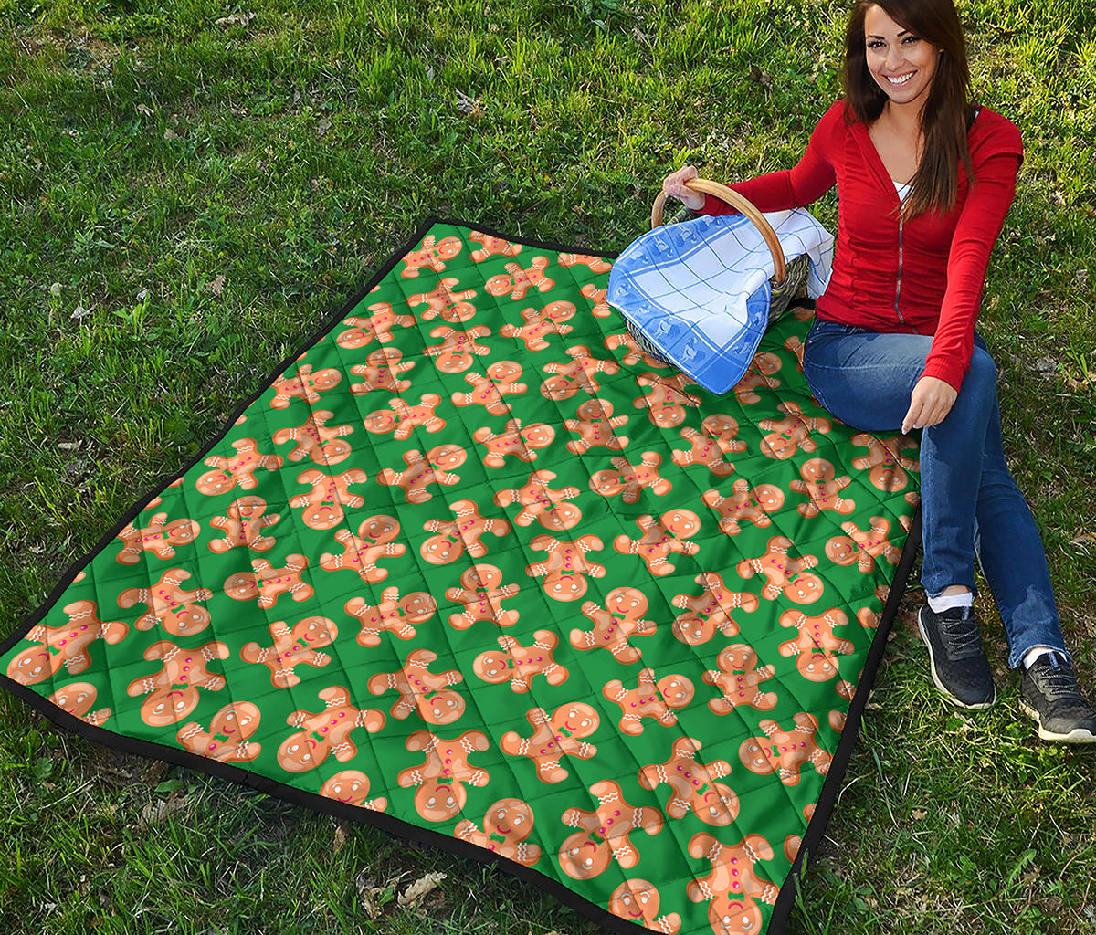 Cute Gingerbread Man Pattern Print Quilt