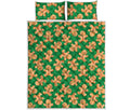 Cute Gingerbread Man Pattern Print Quilt Bed Set