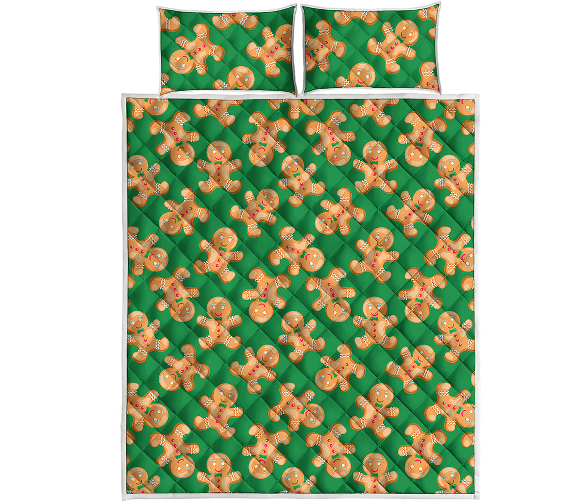Cute Gingerbread Man Pattern Print Quilt Bed Set